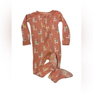 Baby infant toddlers’ Gerber Footed Zip Up Long Sleeve Llama Pajamas